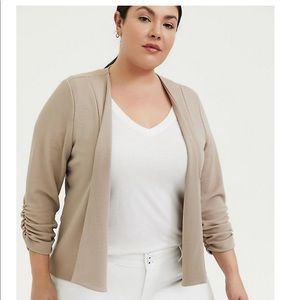 Taupe Crepe Open Front Blazer
